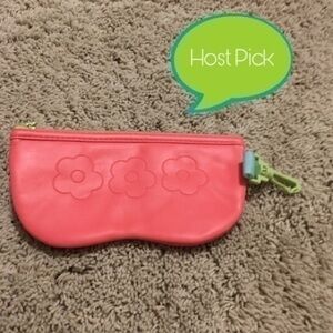 pink flower clinique soft padded glasses case